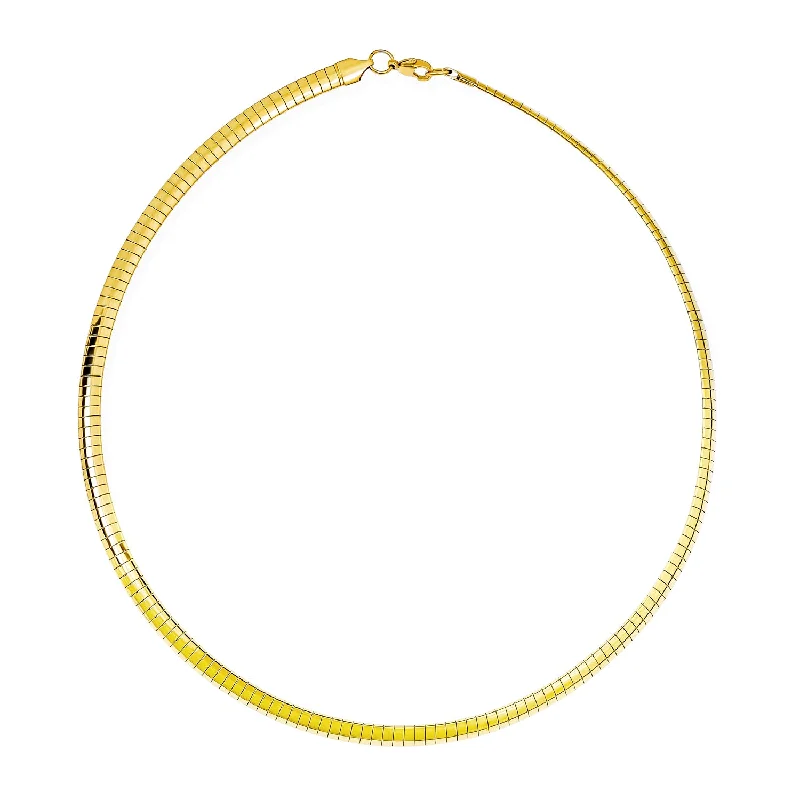 women's necklaces with colored stones -Flexible Flat Gold Silver Two Tone Collar Necklace Omega Snake Chain 5MM-10 Wide