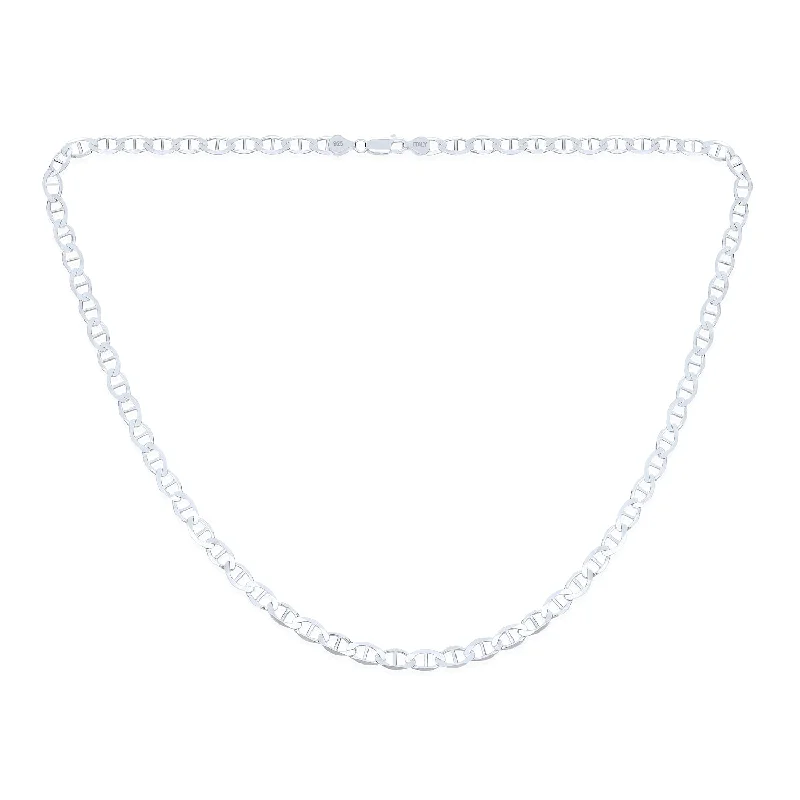 women's necklaces with delicate chain -Men's Heavy Sterling Silver 9MM Mariner Chain Necklace Unisex Made in Italy 24"