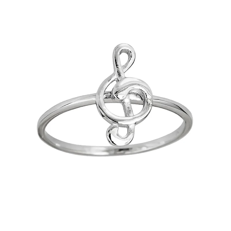 women's rings gold -Treble Clef Music Notes Ring (Silver)