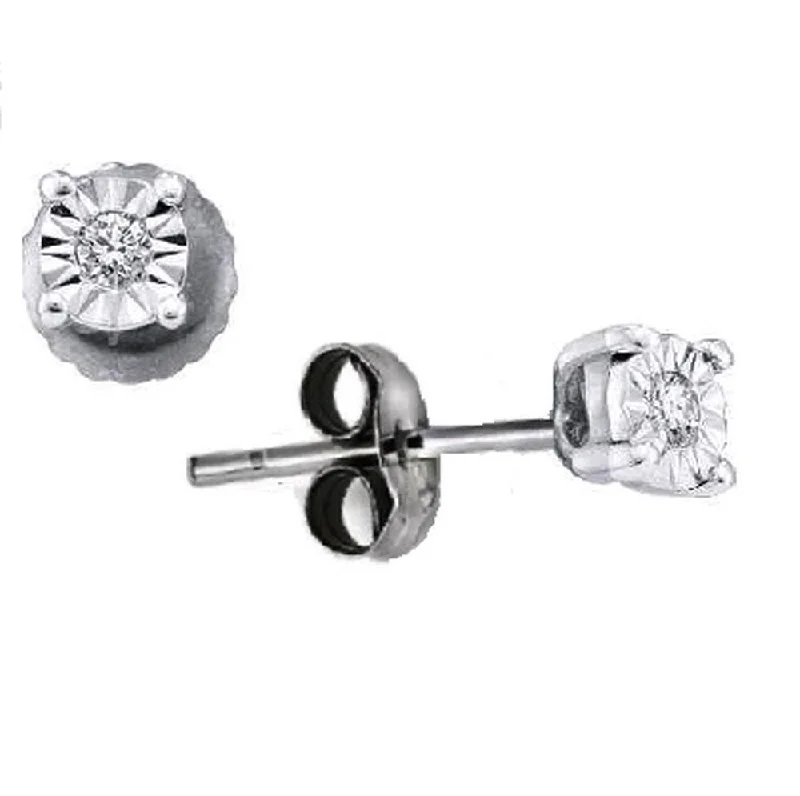 women's earrings with floral stud -Illusion Round Diamond 1/10 Ct.Tw. Stud Earrings