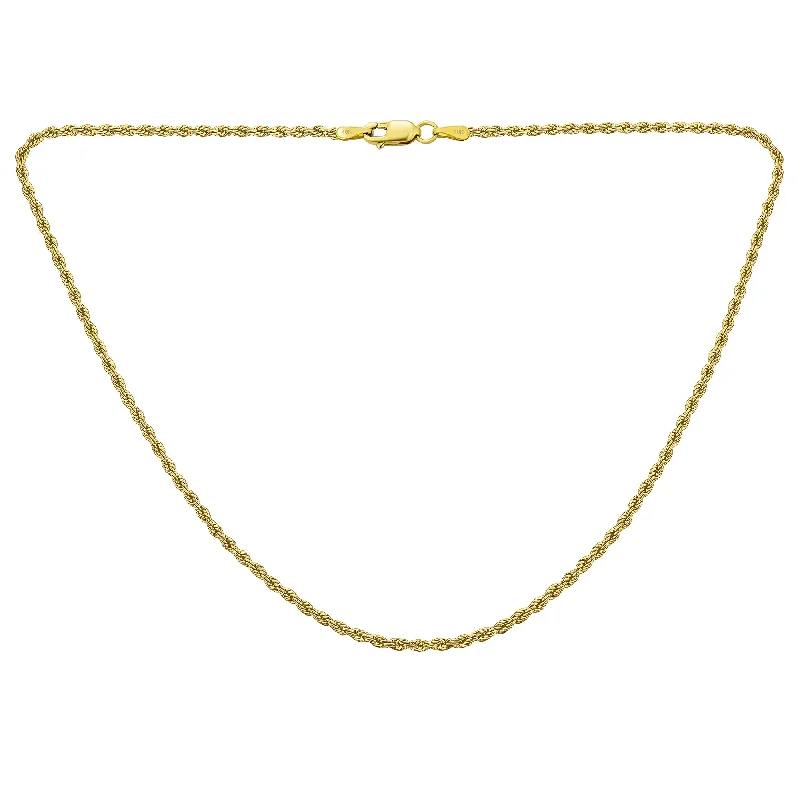 women's necklaces with long-lasting finish -Unisex 10K Gold Twist Cable Rope Chain Necklace Nickel-Free 3MM Multiple Lengths