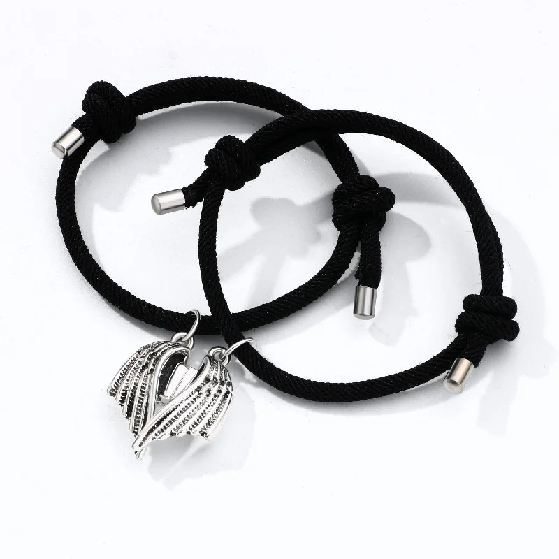 Angel Wings Bracelet Full Black Rope