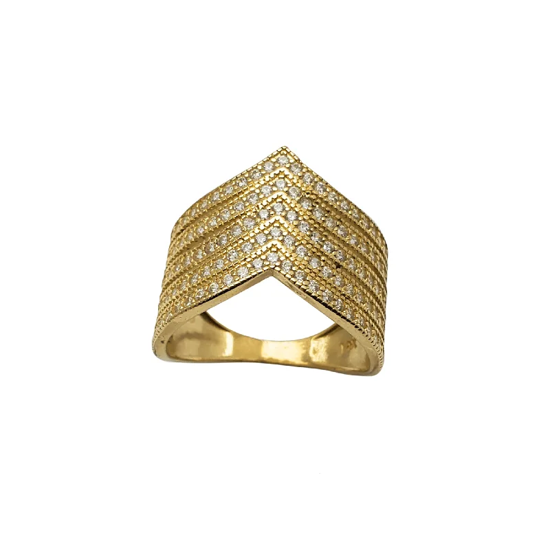 women's rings with tapered band -Zirconia Semanario 5-Chevron  Ring (14K)