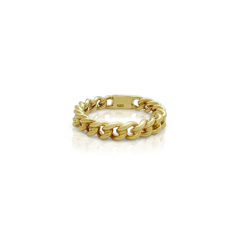 women's rings with matching set -Yellow Gold Cuban Ring (14K)