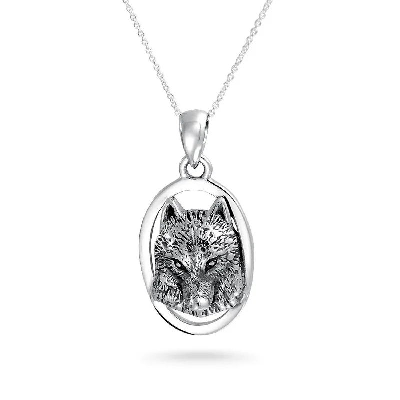 women's necklaces with modern twist -Unisex Oval Werewolf Pendant Necklace Sterling Silver Amulet for Teens & Men