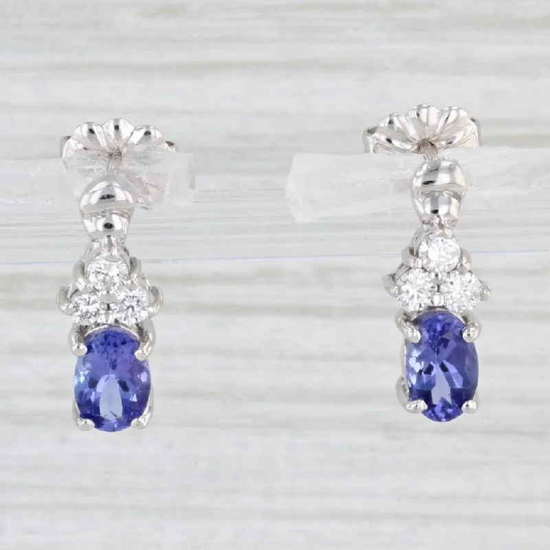 women's earrings with intricate details -Le Vian 1.20ctw Tanzanite Diamond Earrings 14k White Gold Pierced Studs