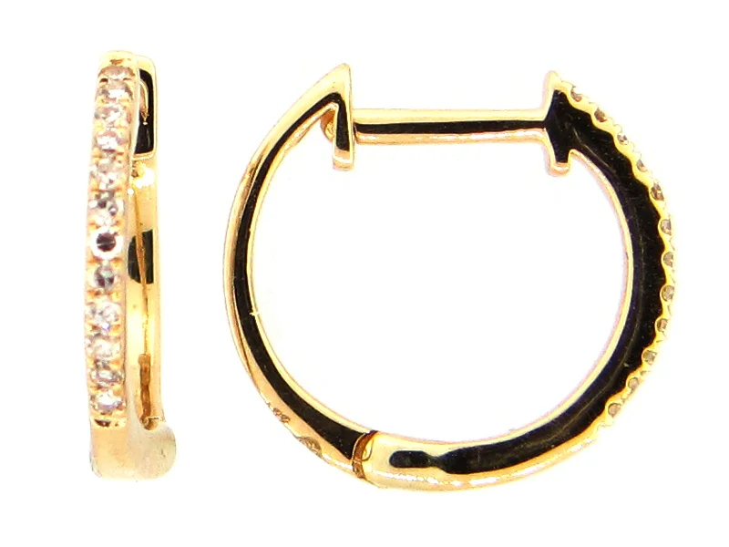 women's earrings with minimalist hoop -Lady's Yellow 14 Karat Huggie Earrings 0.08tw Round Diamonds