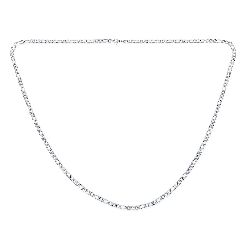 women's necklaces with smooth finish -Men's Silver & Gold Tone Stainless Steel Figaro Chain Necklace 18-30 Inch