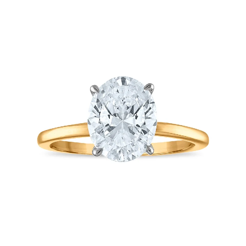 women's engagement rings with round stone center -Signature EcoLove Diamond Dreams 2 CTW Lab Grown Oval Solitaire Ring in 14KT Gold