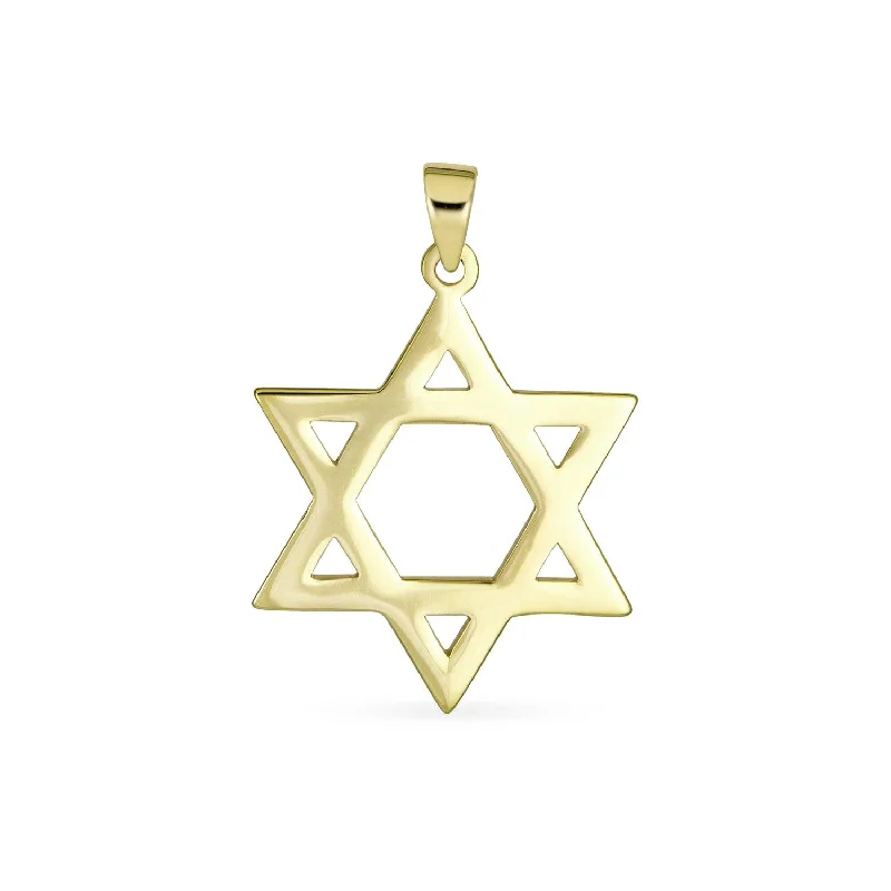 women's necklaces with modern clasp -Genuine 14K Gold Pendant Necklace Star of David Amulet for Spiritual Protection