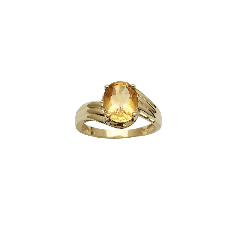 women's rings with diamond pave -Oval Zirconia Citrine Lady Ring (14K)