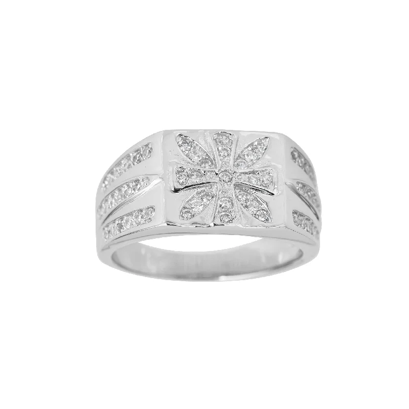 women's rings with pave diamonds -Pave North-Star Men's Ring (Silver)