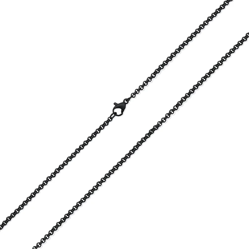 women's necklaces with silver chain -Unisex Dainty Rolo Cable Chain Necklace Black Stainless Steel 2.5 MM