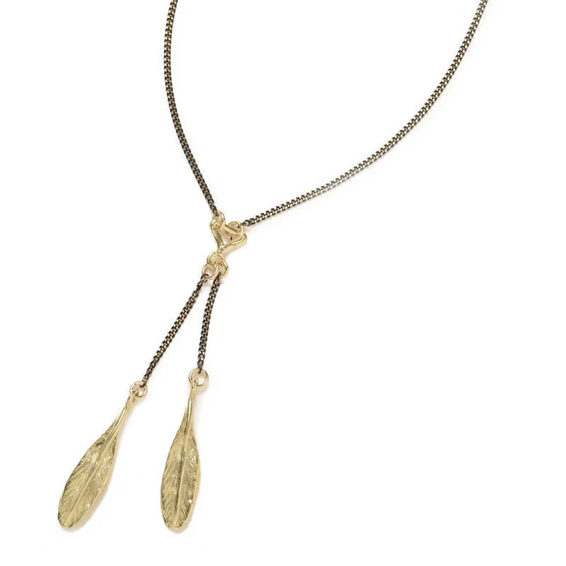 women's necklaces with delicate pendant -Two Feather Necklace