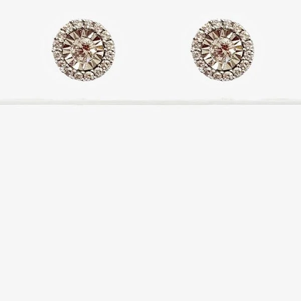 women's earrings with statement design -14k White Gold Diamond Earrings