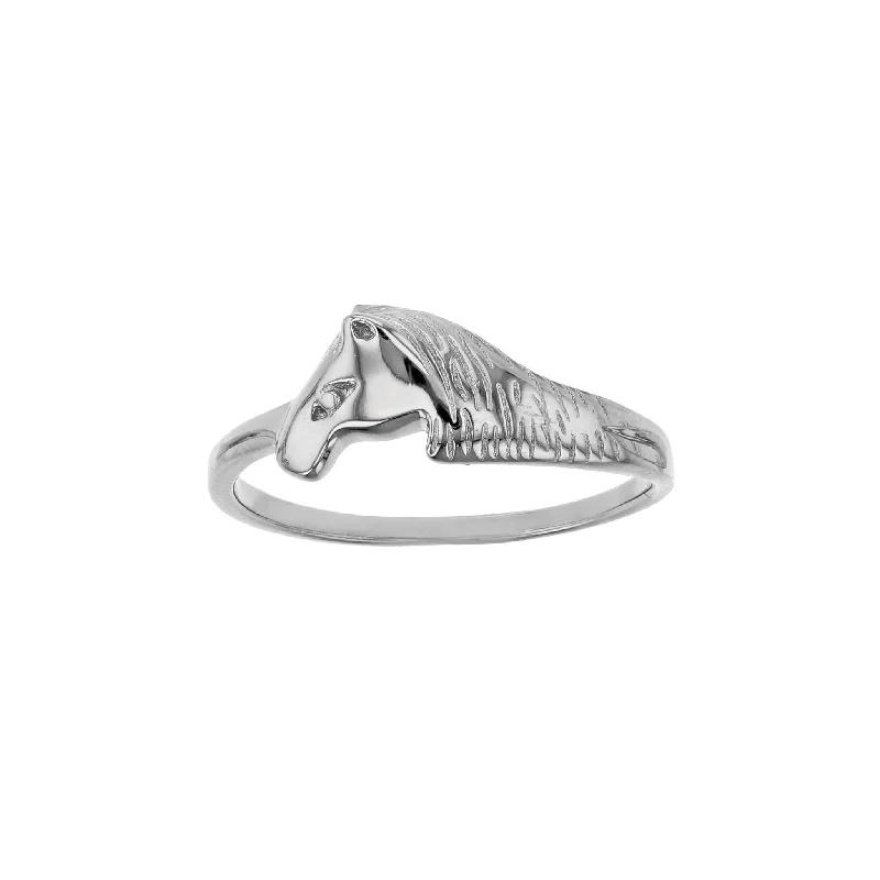 women's rings with unique band design -Horse Ring (Silver)