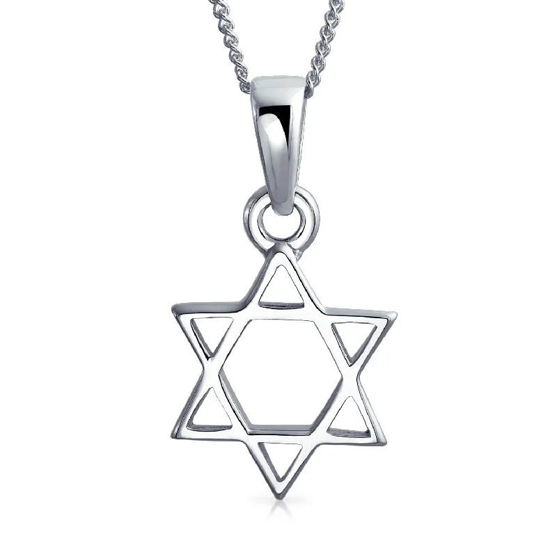 women's necklaces with sparkling gems -Classic Judaica Star of David Pendant Necklace in Sterling Silver for Teens