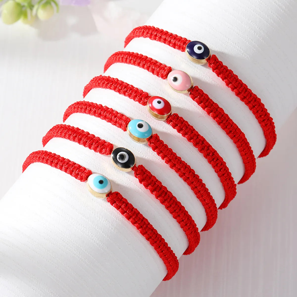 women's bracelets with soft leather -1 Piece Simple Style Devil's Eye Alloy Rope Knitting Enamel Women's Bracelets