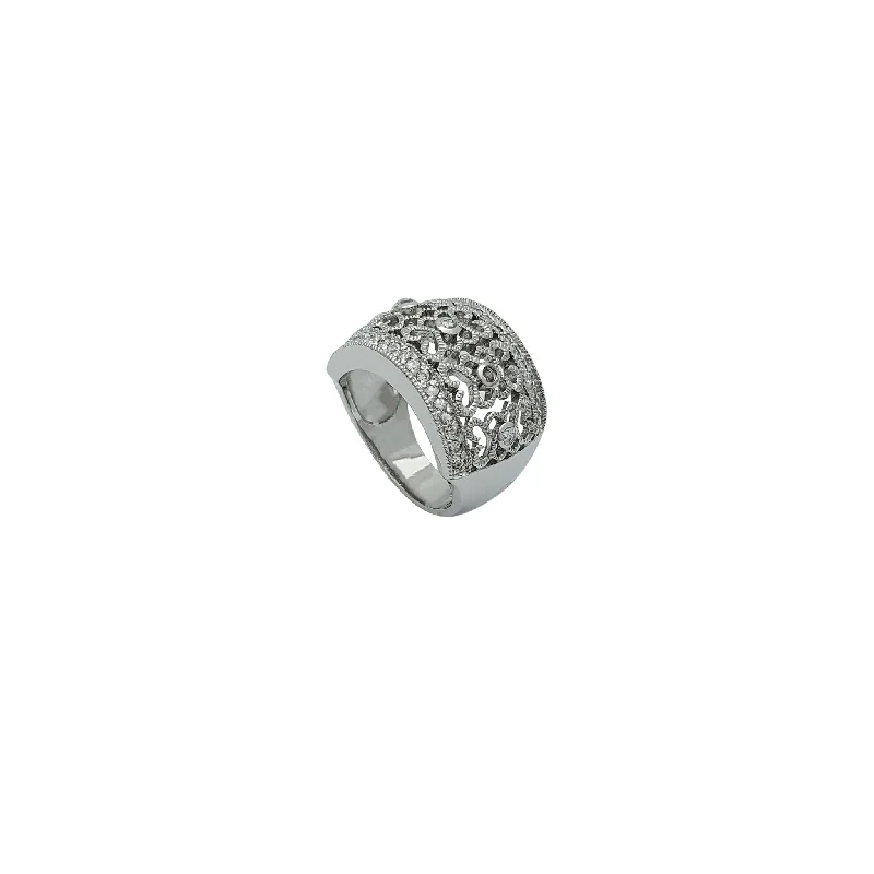 women's rings with stacked design -Fancy Hearts CZ Ring (Silver)