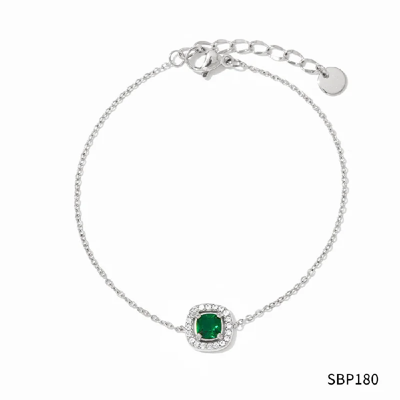 Sbp180 Bracelet Silver Green Zirconium