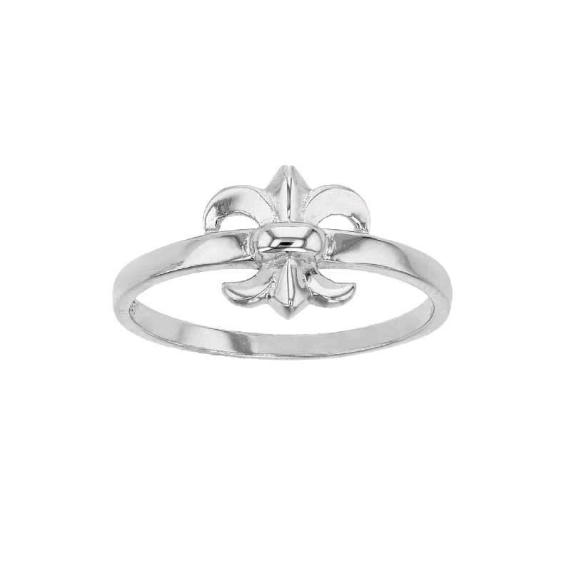 women's rings with classic solitaire style -Fleur de Lis Ring (Silver)