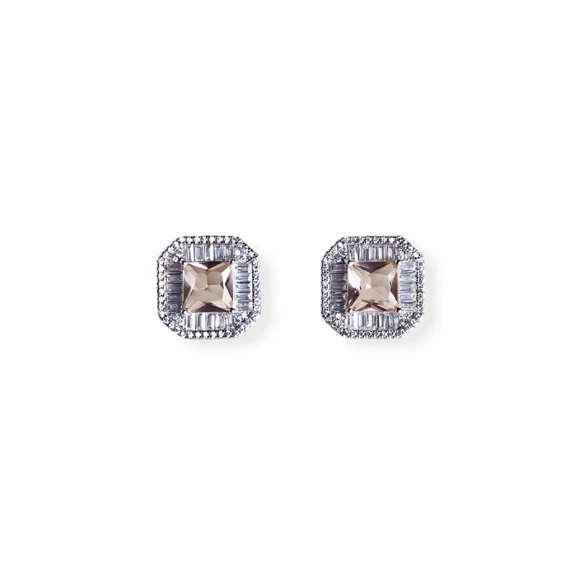 women's earrings with matching set -Square Jewel Earrings