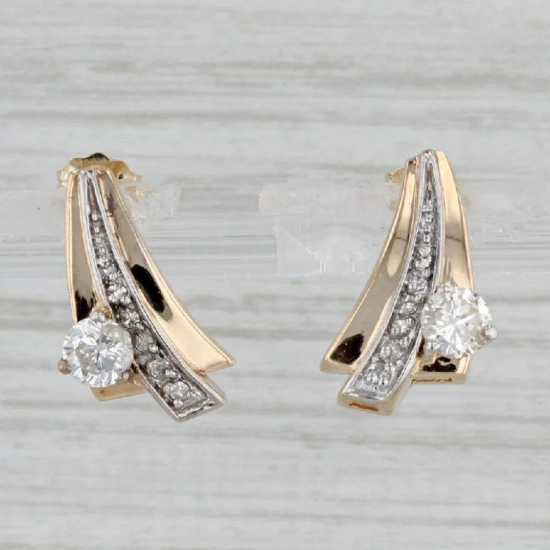 women's earrings with classic stud design -0.55ctw Diamond Drop Earrings 14k Yellow Gold Pierced Journey