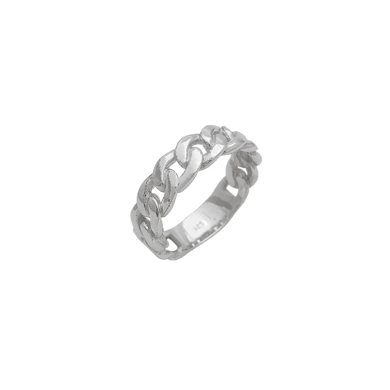 women's rings with custom design -[5.5 mm] Solid Miami Cuban Band Ring (Silver)