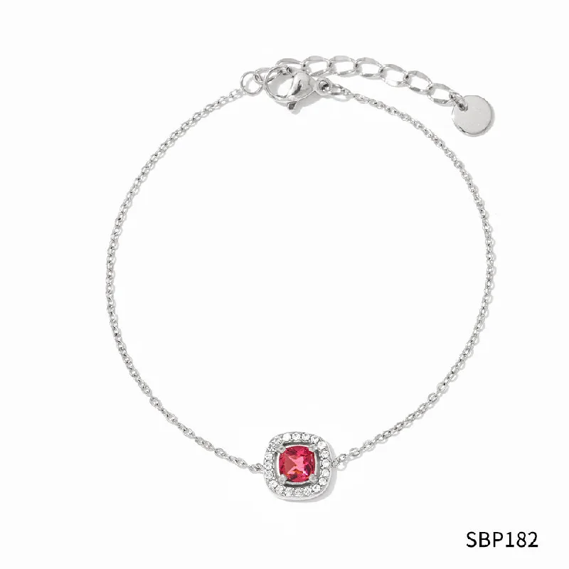 Sbp182 Bracelet Silver Red Zirconium