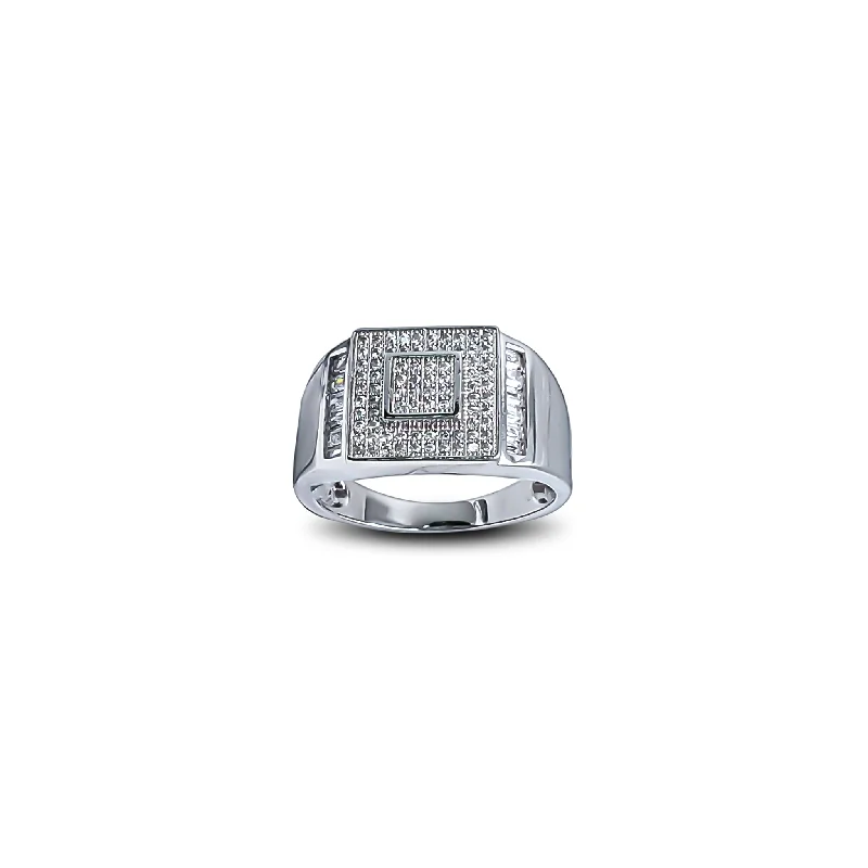 women's rings with timeless elegance -Pave Double Square Men's Ring (Silver)