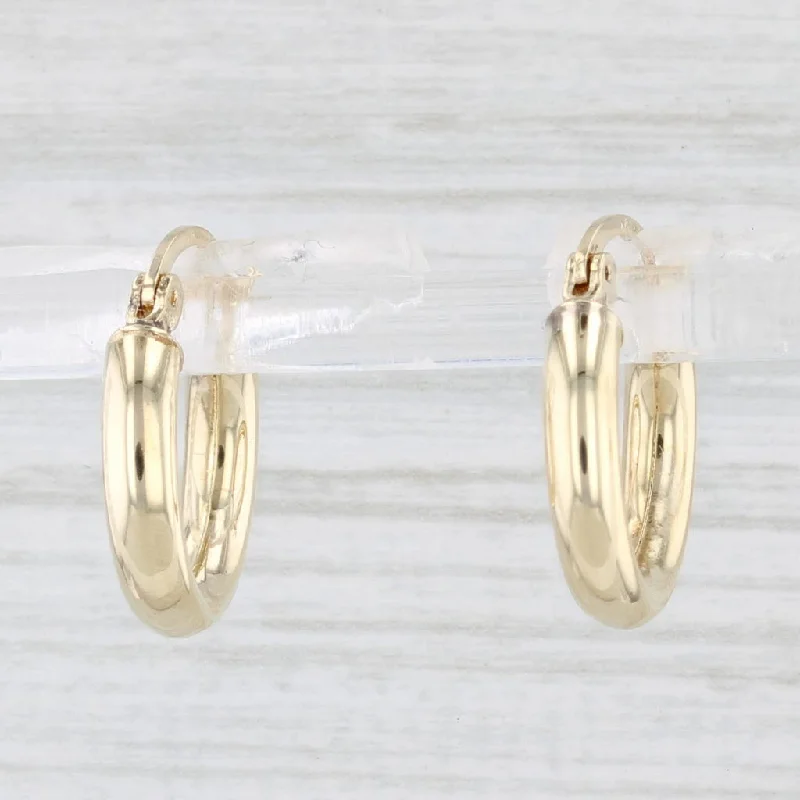 women's earrings with chic style -Small Round Hoop Earrings 10k Yellow Gold Snap Top Pierced Hoops