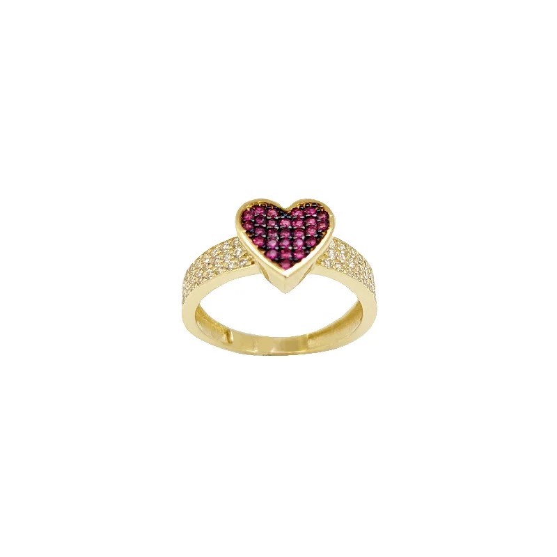 women's rings with sparkling diamonds -Pink Red Heart CZ Ring (14K)