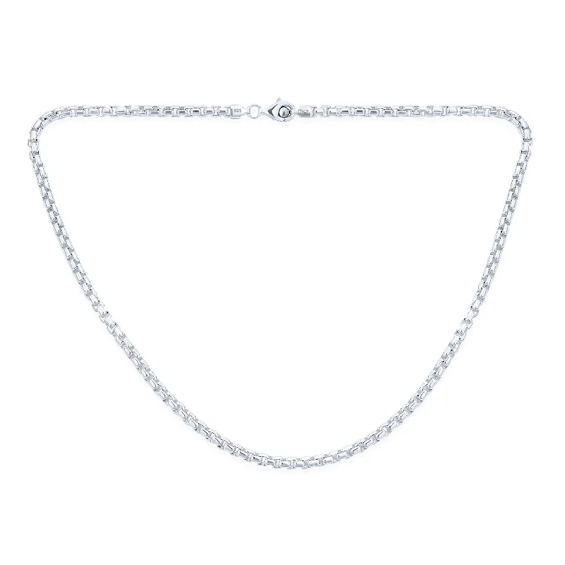 women's necklaces with two-tone design -Men's 5MM Thick Sterling Silver Box Chain Necklace Italian Made 16-30 Inch