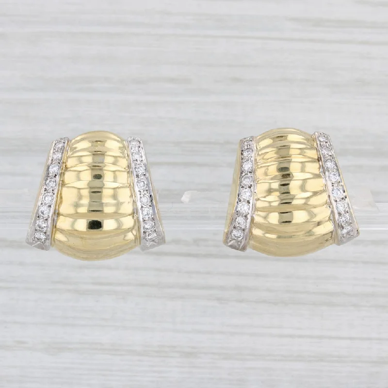 women's earrings with minimalist design -0.65ctw Diamond Drop Earrings 18k Gold Pierced Omega Backs