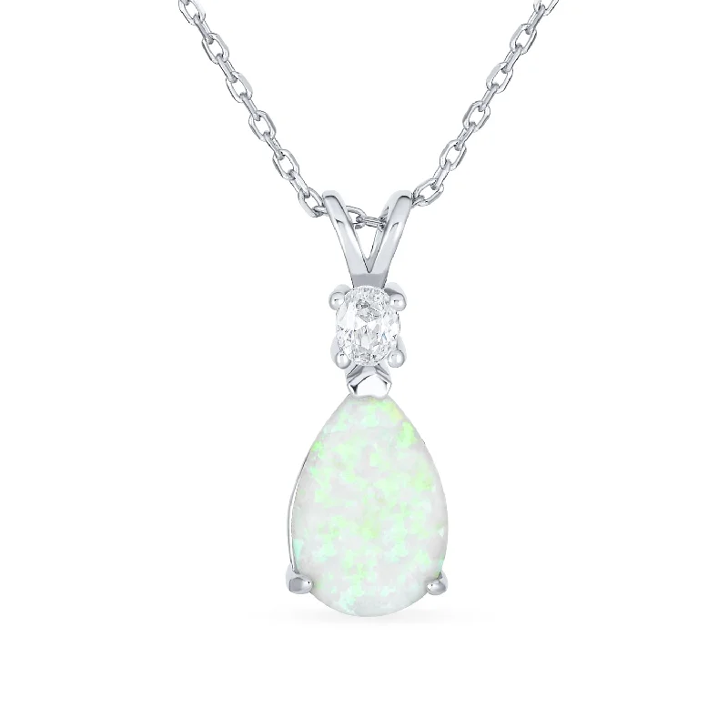 women's necklaces with romantic design -Classic Gemstone CZ Infinity Teardrop Opal Pendant Necklace Rose Gold Sterling Silver