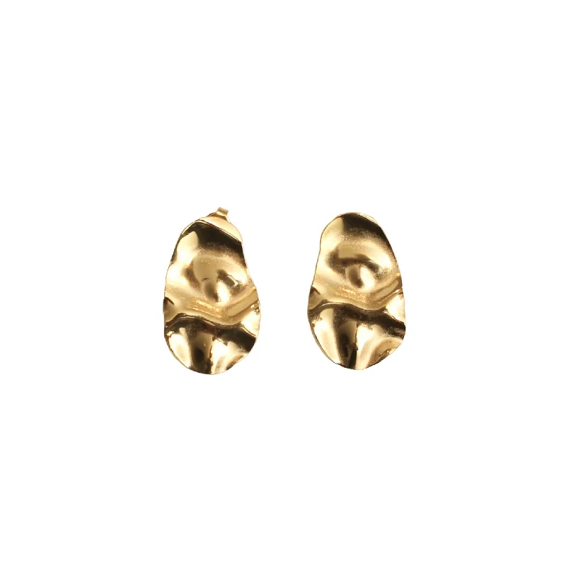 women's earrings with intricate design -Gold Foil Stud Drop Earrings