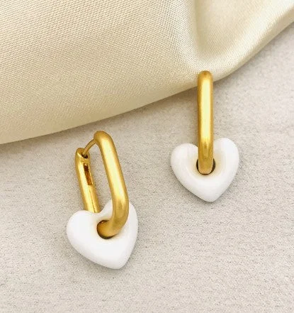 Matte Gold White Earrings