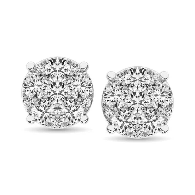 women's earrings with statement design -Diamond 1/2 Ct.Tw. Fashion Earrings in 10K White Gold