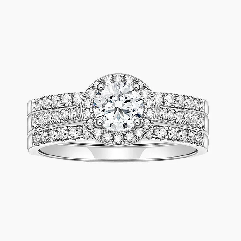 women's engagement rings with geometric design -1CT Commitment Anniversary Ring 3 Piece Ring Set