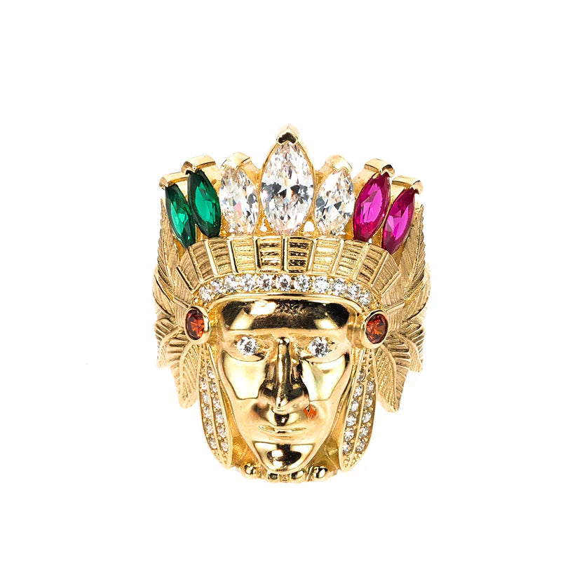 women's rings with classic solitaire style -Cubic Zirconia Indian Head Ring (14K)