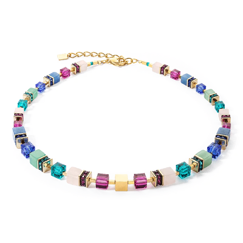 women's necklaces with long-lasting finish -Multicolor Precious GeoCube Iconic Necklace