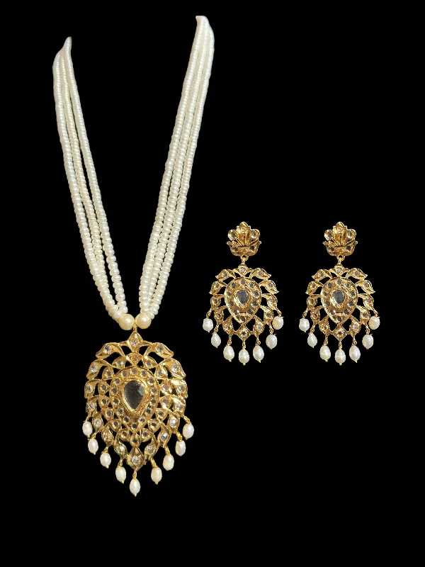 women's necklaces with adjustable chain -PS345 Alvira pan necklace set in fresh water pearls  (READY TO SHIP )