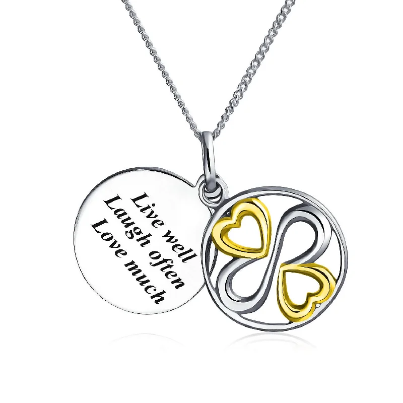 women's necklaces with art deco design -Ayllu Amulet Talisman Pendant Necklace with Inspirational Words in Sterling Silver