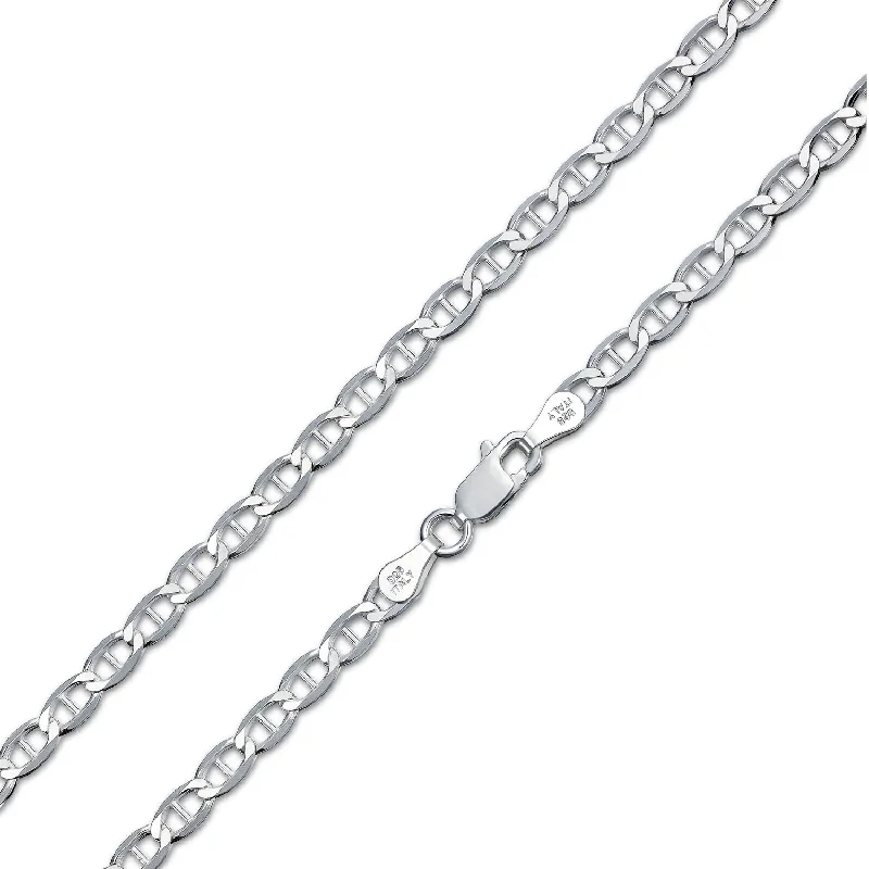 women's necklaces with long-lasting finish -Men's Solid Sterling Silver 7MM Mariner Chain Necklace Unisex 24 Inch Made in Italy