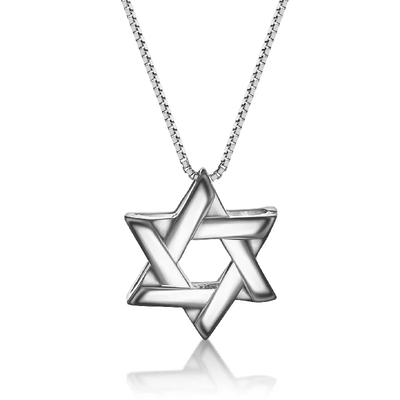 women's necklaces with modern style -Lineal Star of David Necklace - 20"