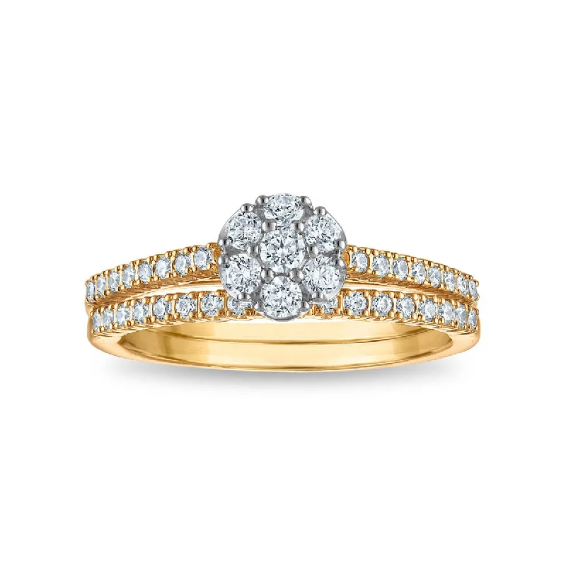 women's engagement rings with emerald-cut diamond -LoveSong EcoLove 1/2 CTW Lab Grown Diamond Bridal Set in 10KT Yellow Gold