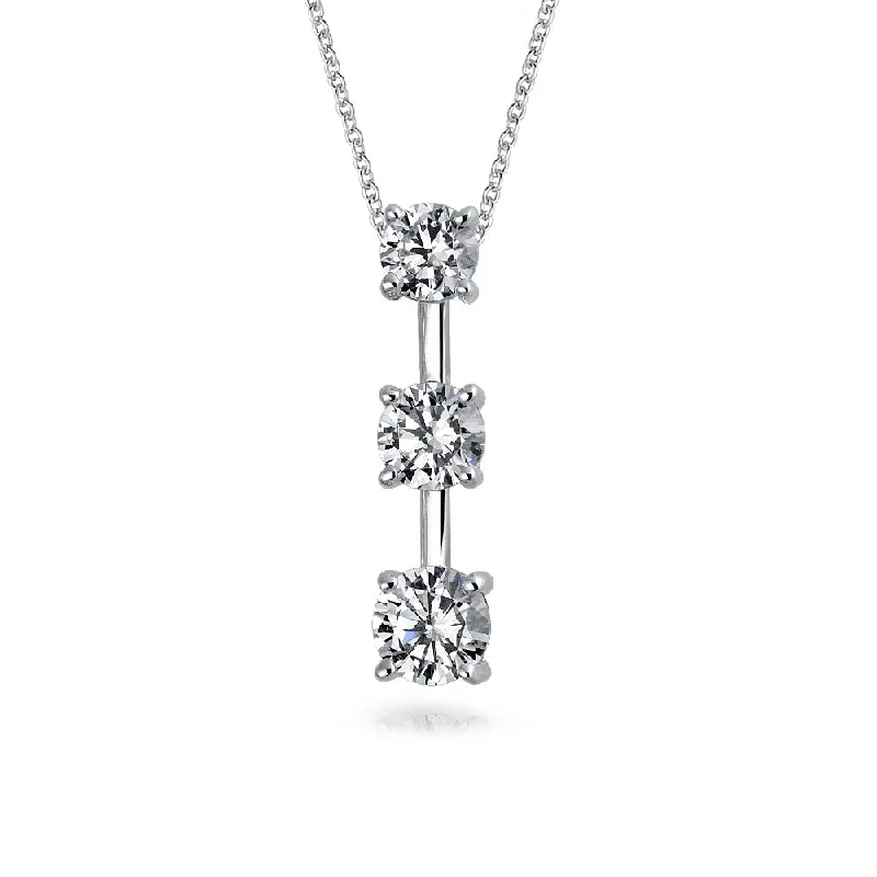 women's necklaces with pendant -Traditional 2.5CT Solitaire CZ Pendant Necklace in Sterling Silver for Wife