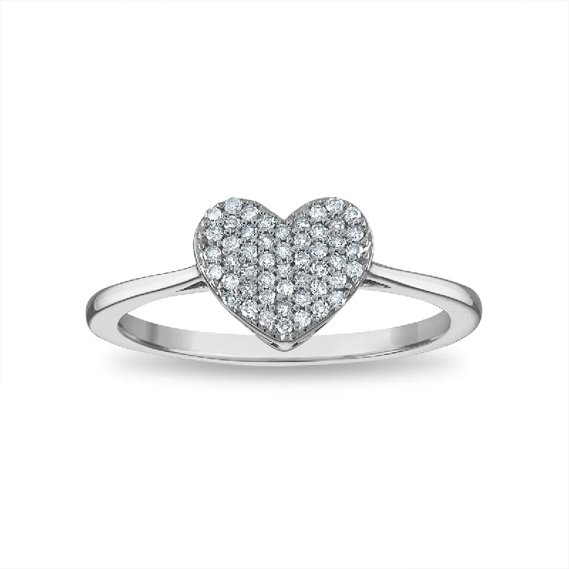 women's engagement rings with vintage floral accents -1/5 CTW Diamond Heart Promise Ring in 10KT White Gold