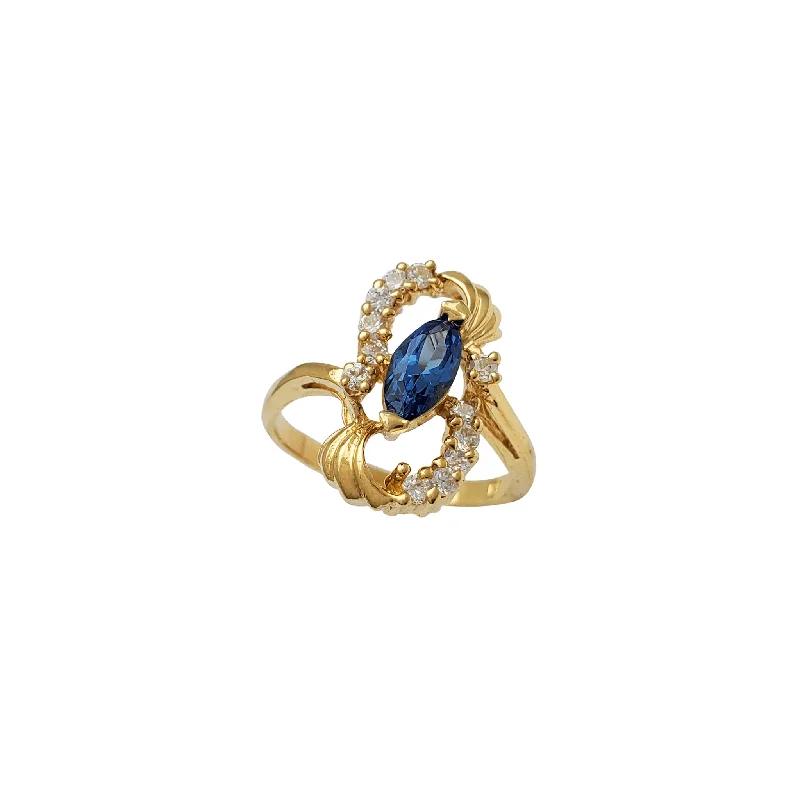 women's rings with floral design -Blue Marquise Zirconia Lady Ring (14K)