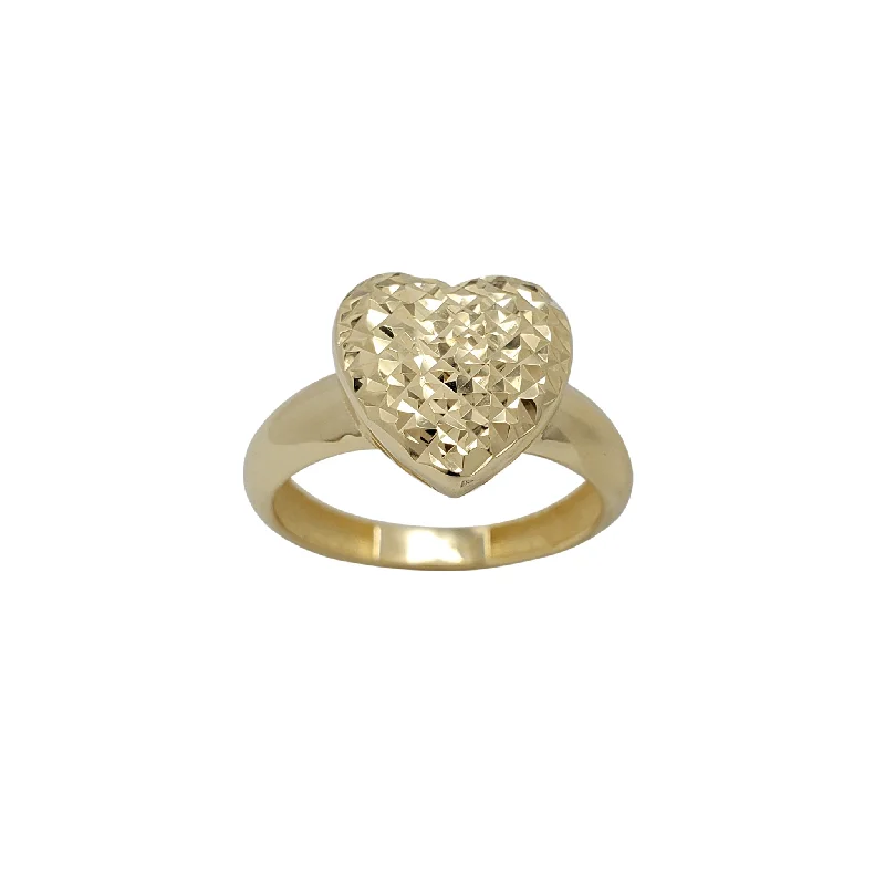 women's rings with luxe gemstones -Faceted Puffy Heart Solitaire Ring (14K)